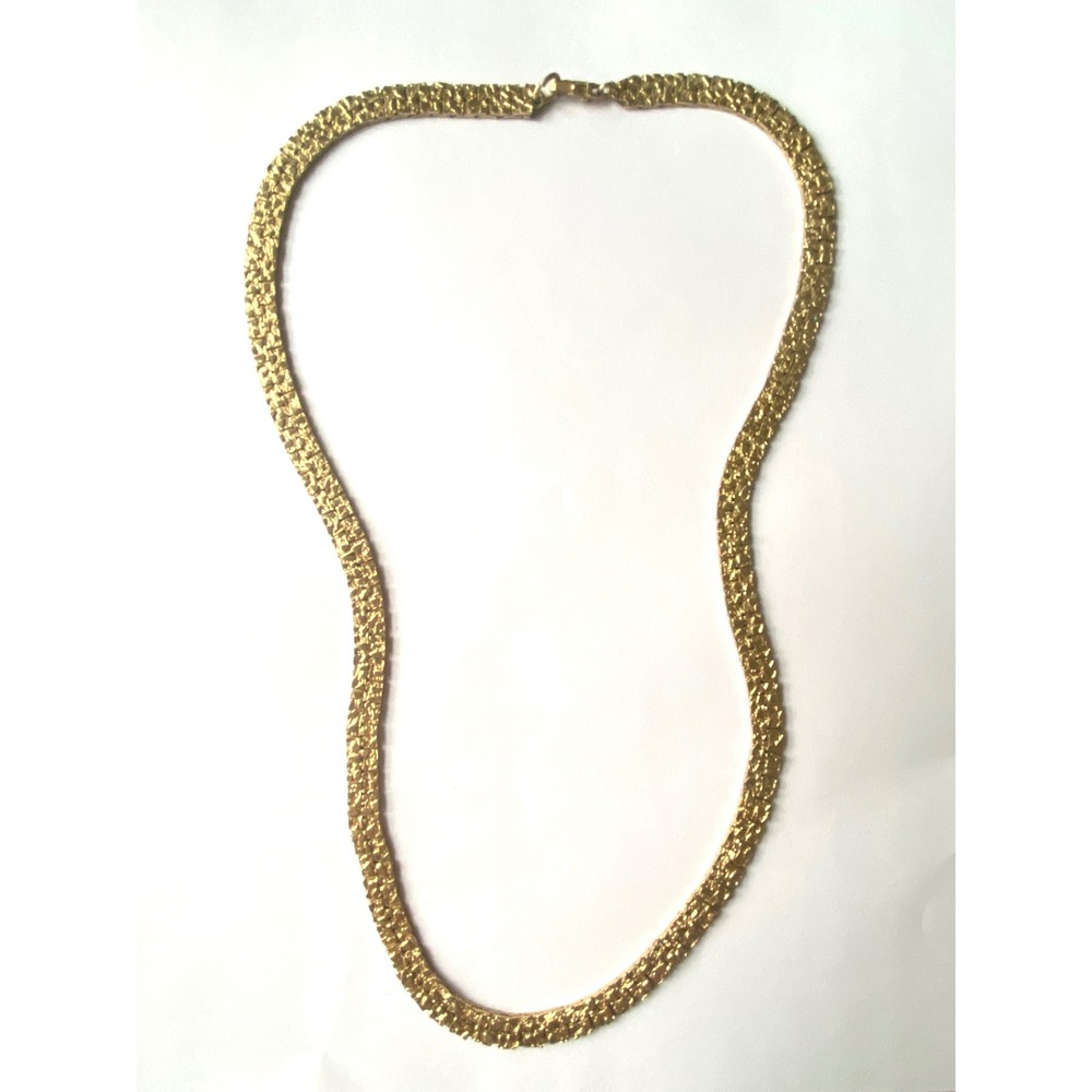 Vintage MCM Gold Tone Nugget Link Chain Necklace 22" Textured Statement Jewelry